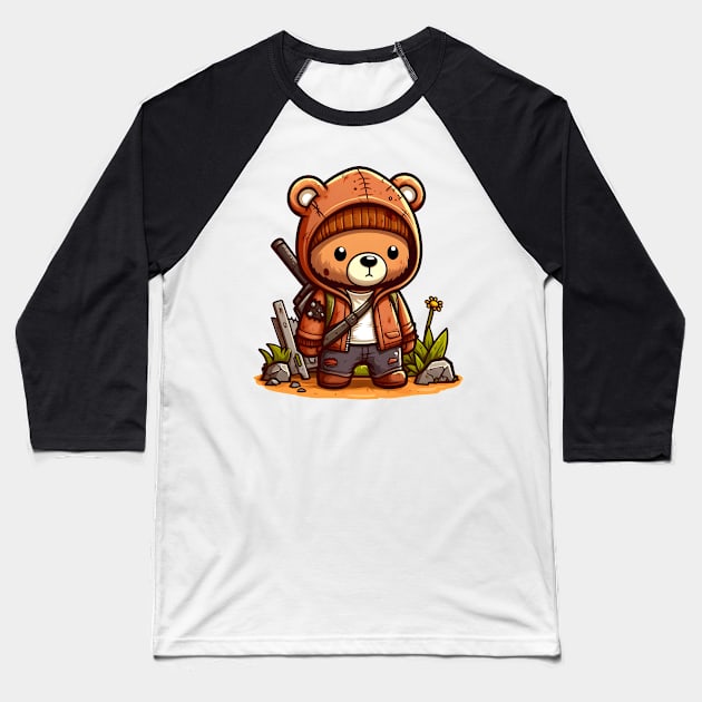 Cute Post-Apocalyptic Bear Kawaii Baseball T-Shirt by Teddy Club